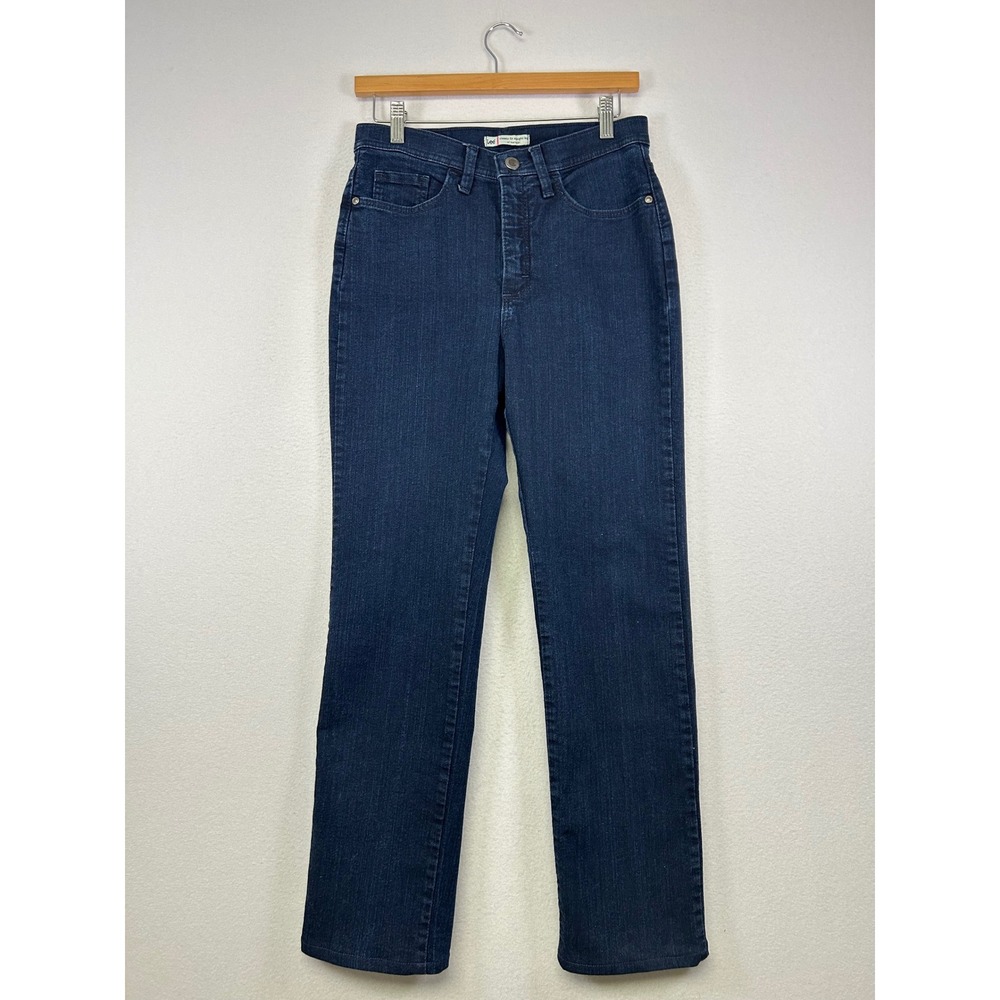 Classic Minimalist Lee Womens 6M Dark Blue High Rise Straight Leg Stretch Jeans